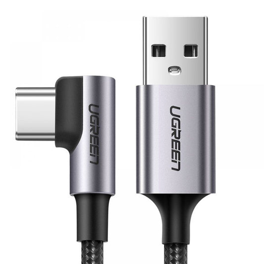 USB-A til USB-C UGREEN US284 Angled data- og ladekabel, 18W, 0.5m, Grå