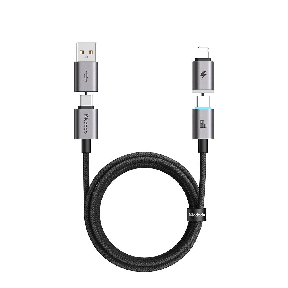USB-A / USB-C Data- og ladekabel - USB-C / Lightning McDodo CA-6560, 60W, 1,2m, Svart