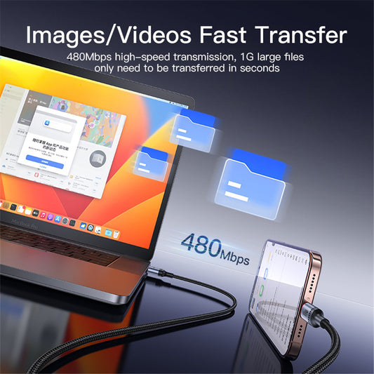 USB-A til USB-C data- og ladekabel Yesido CA129C, 18W, 1.2m, Svart