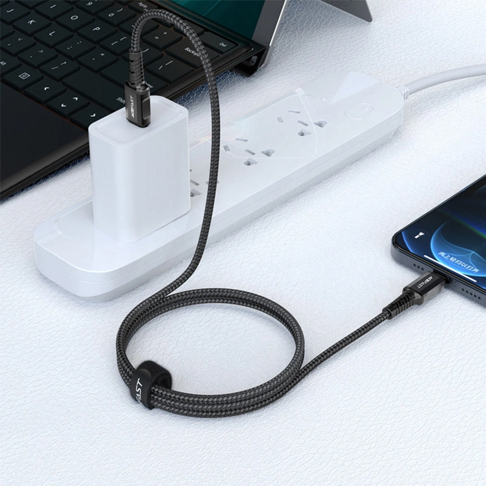 Data- og ladekabel USB-C - Lightning Acefast C1-01, 30W, 1.2m, Svart