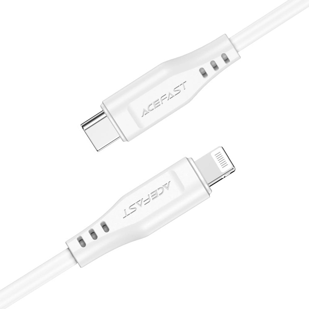 Data- og ladekabel USB-C - Lightning Acefast C3-01, 30W, 1.2m, Hvit