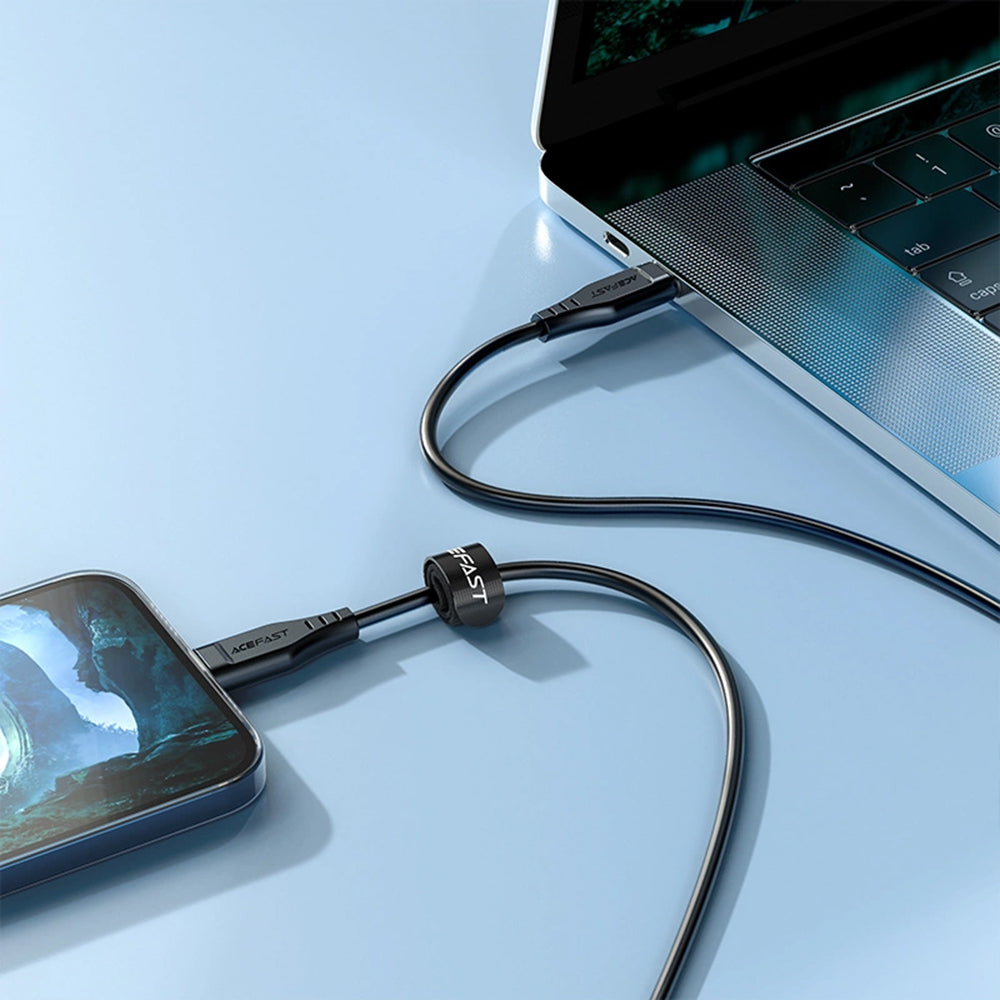 Data- og ladekabel USB-C - Lightning Acefast C3-01, 30W, 1.2m, Hvit