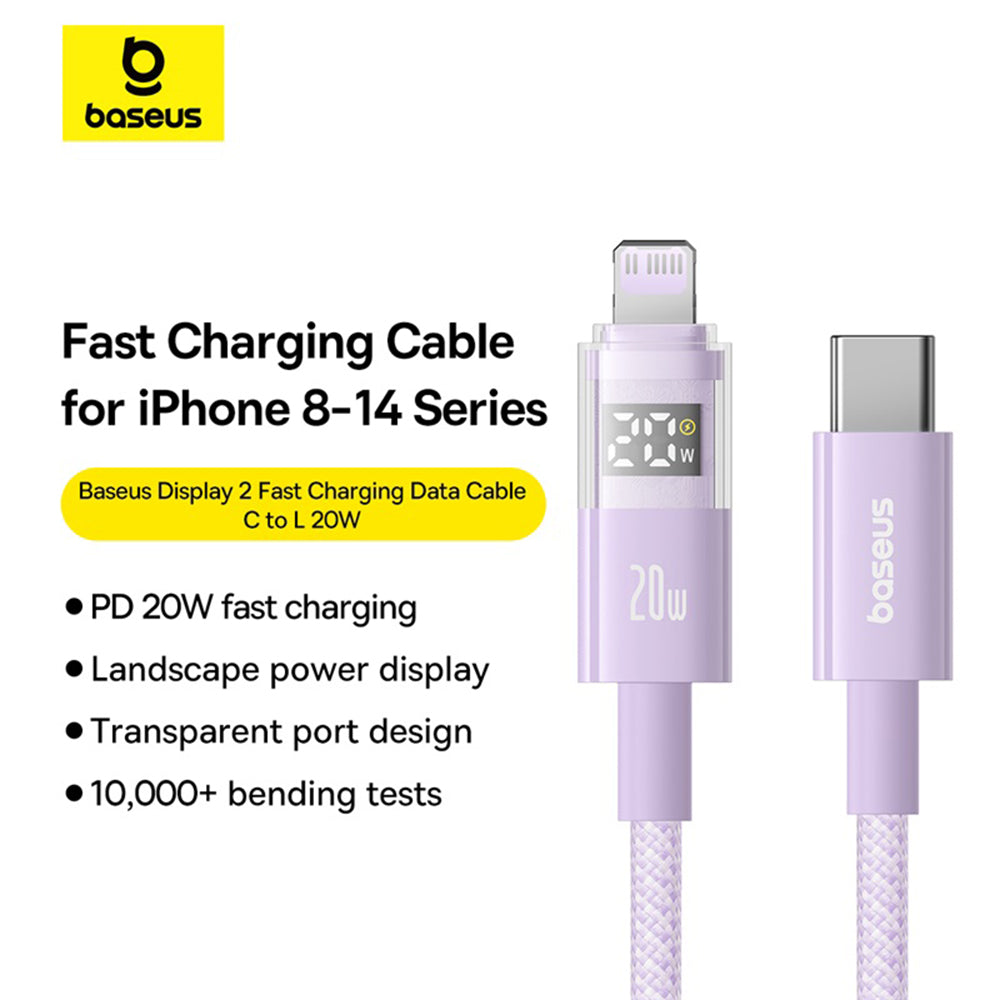 USB-C - Lightning Baseus Display 2, 20W, 2m, Lilla P10382703511-01
