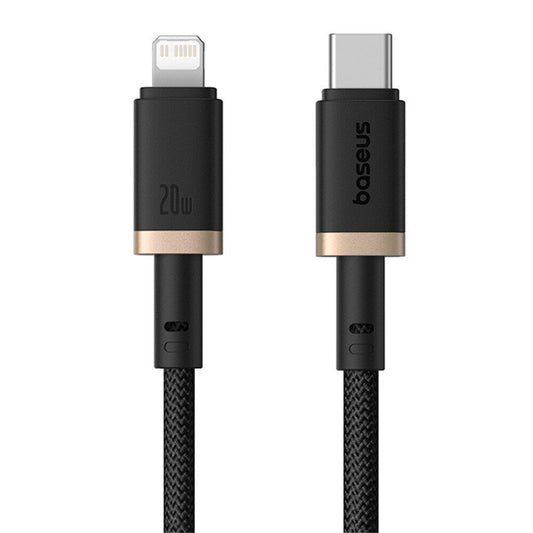 USB-C - Lightning Data- og Ladekabel Baseus Dura Series, 20W, 2m, Gull Svart P10377800U01-02
