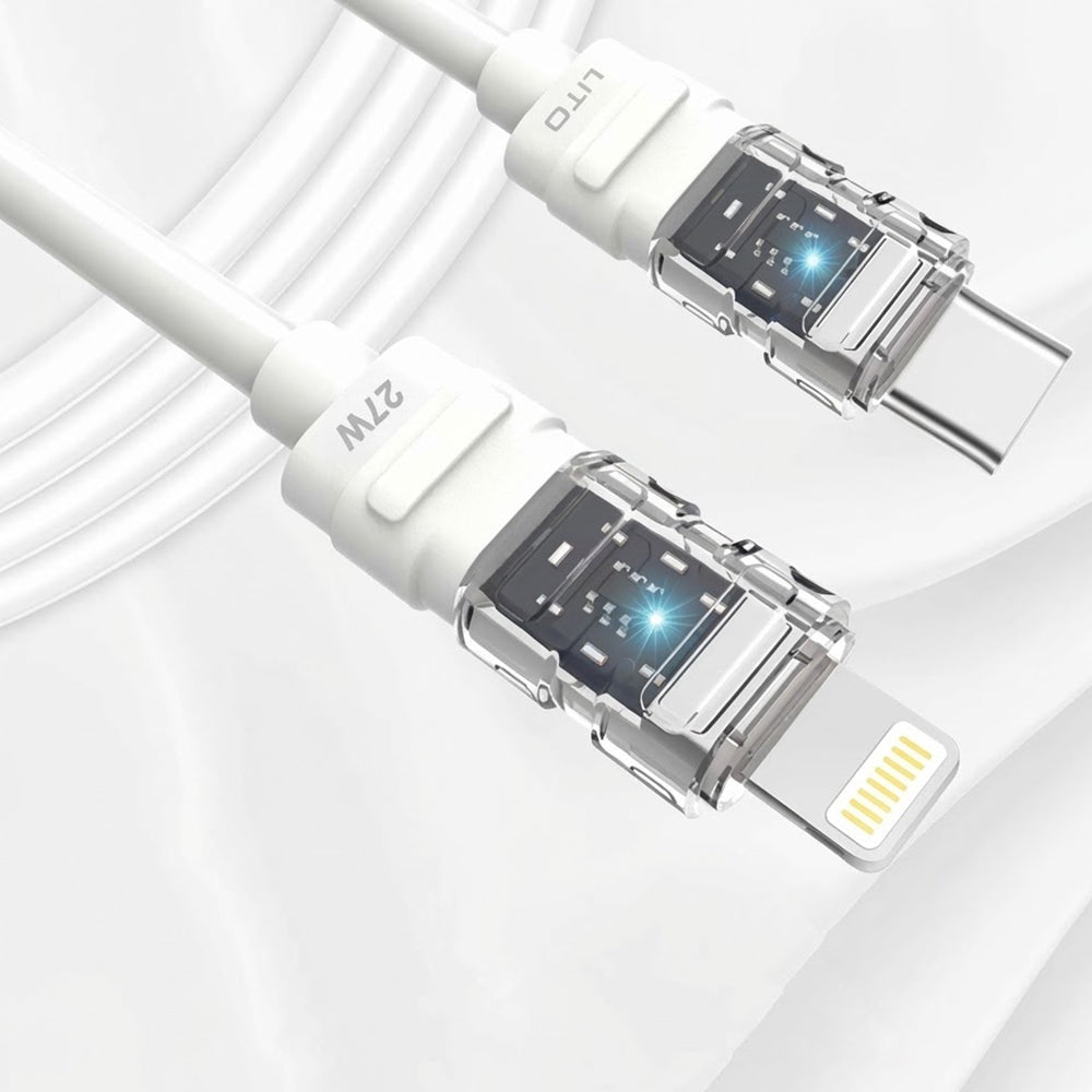 Data- og ladekabel USB-C - Lightning Lito LD05, 27W, 1m, Hvit