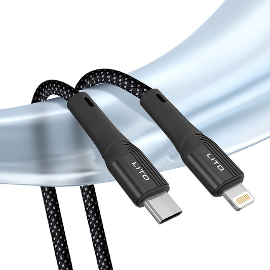 USB-C - Lightning Lito LD14CL data- og ladekabel, 30W, 1m, Svart