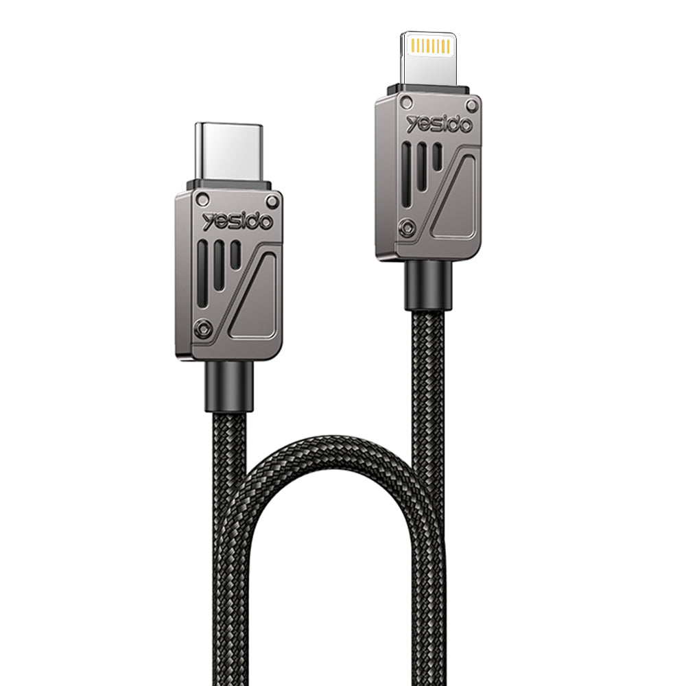 USB-C - Lightning lade- og datakabel Yesido CA195, 27W, 1.2m, Svart