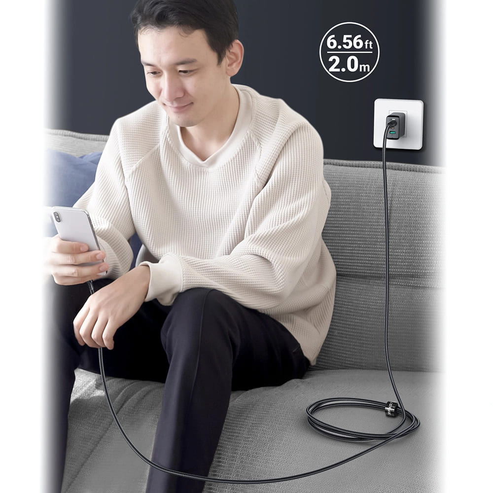 Data- og ladekabel USB-C - USB-C Acefast C4-03, 100W, 2m, Svart