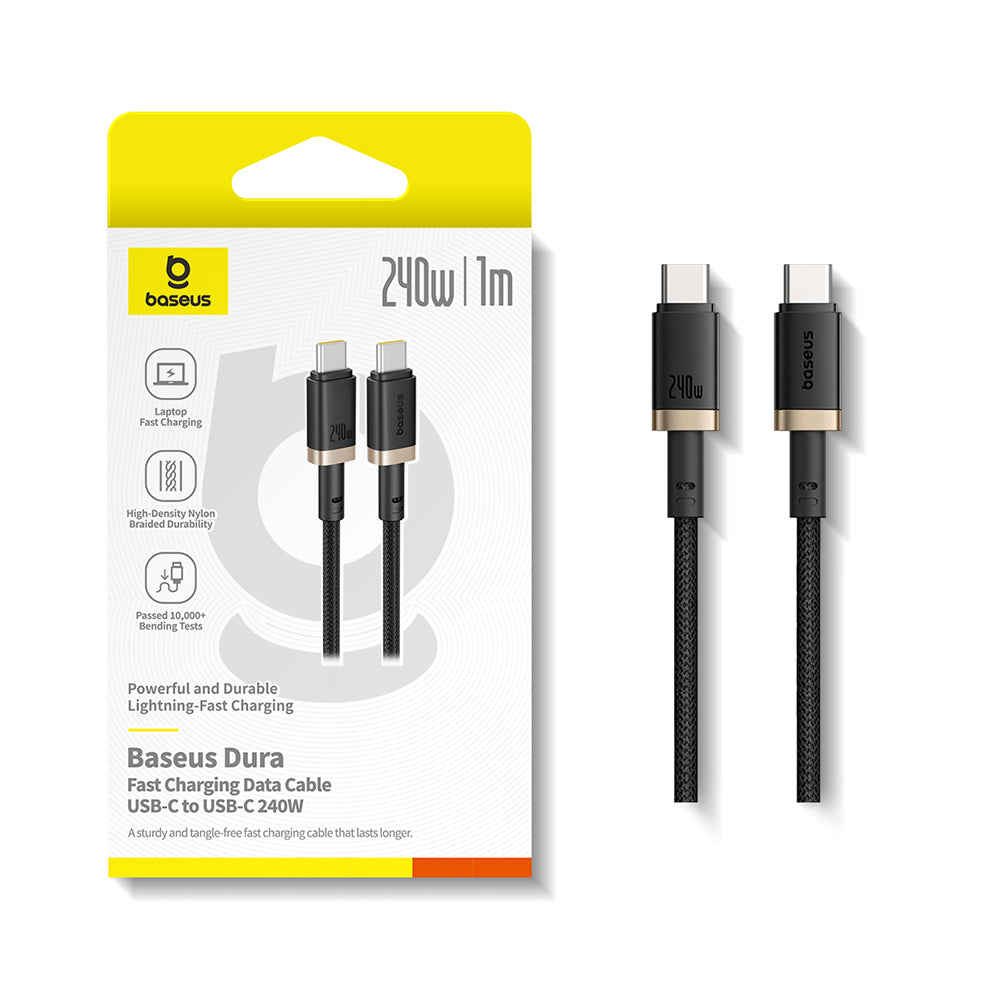 USB-C data- og ladekabel - USB-C Baseus Dura, 240W, 1m, Gull Svart P10377803U03-00