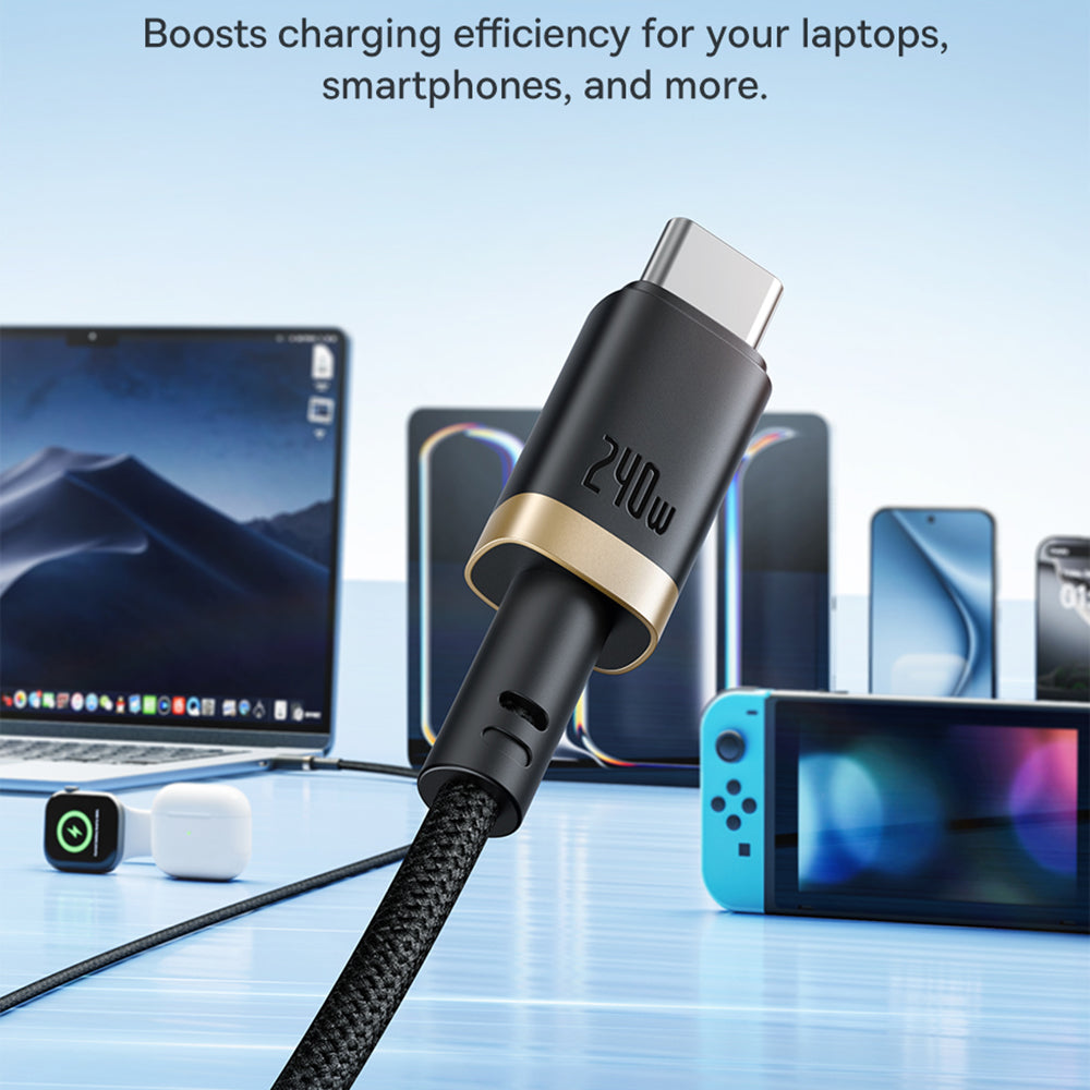 USB-C data- og ladekabel - USB-C Baseus Dura, 240W, 1m, Gull Svart P10377803U03-00
