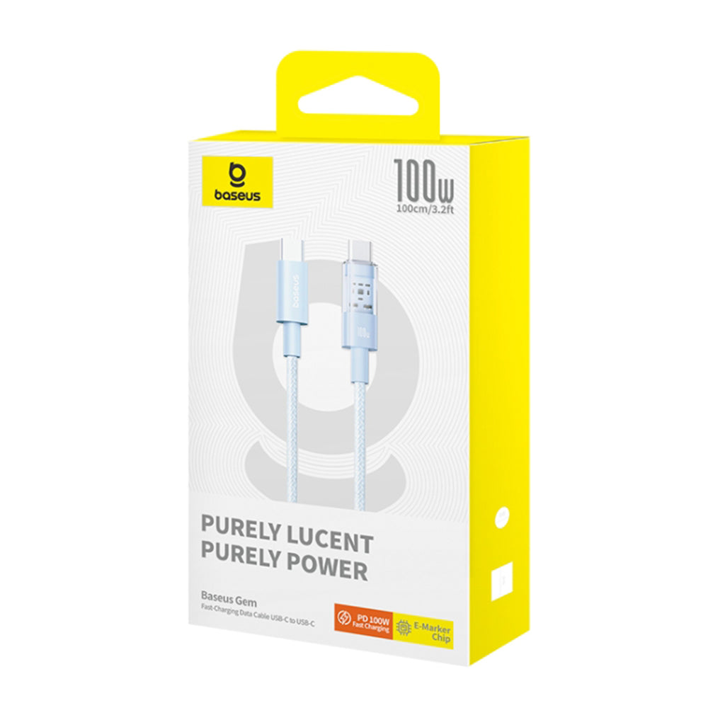USB-C - USB-C Baseus Gem data- og ladekabel, 100W, 1m, Blå P10373000311-00