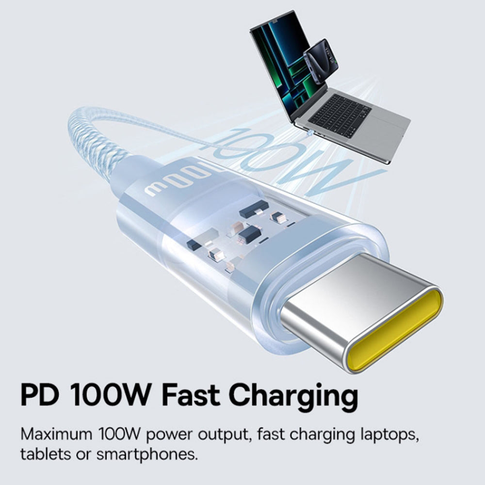 USB-C - USB-C Baseus Gem data- og ladekabel, 100W, 2m, Blå P10373000311-01