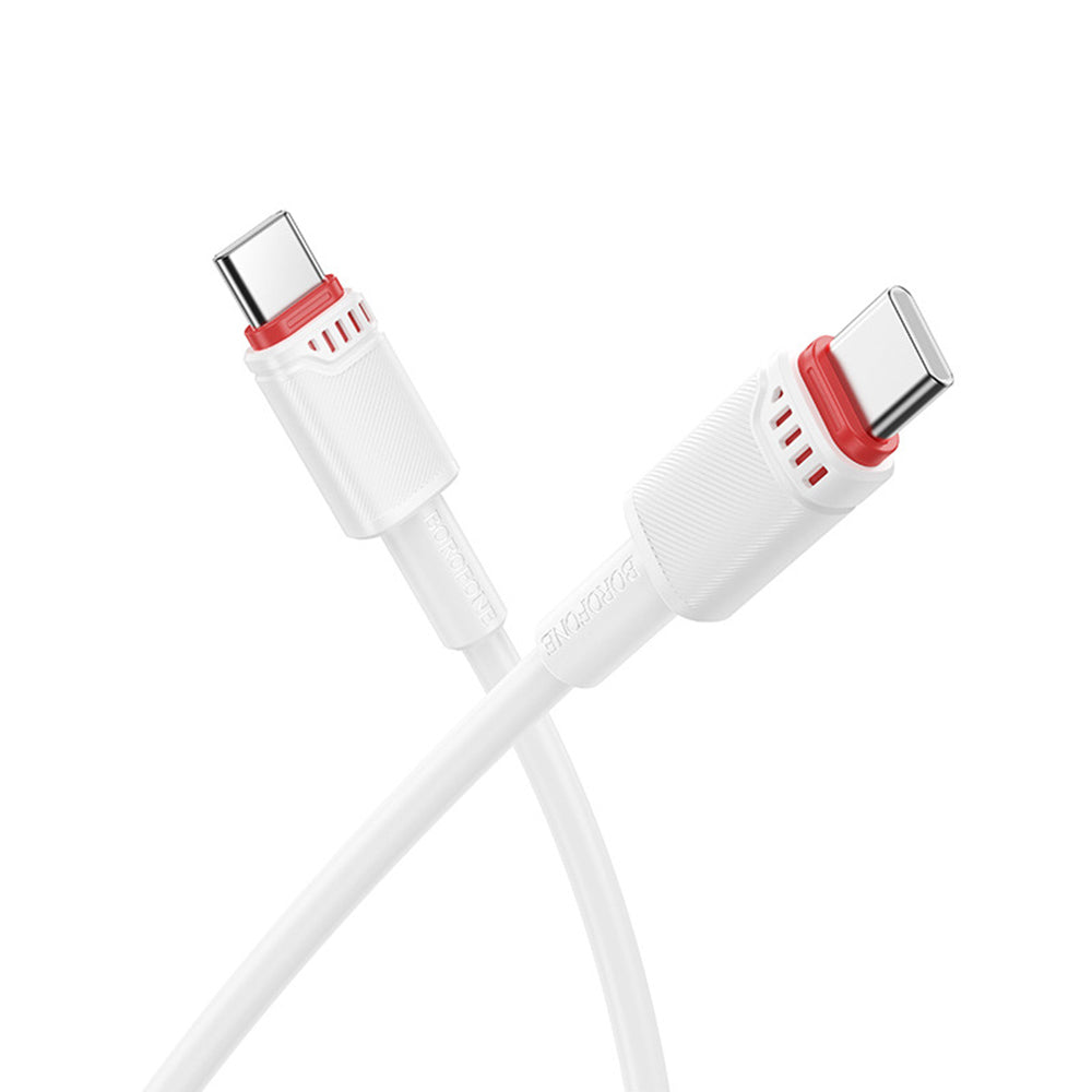 Data- og ladekabel USB-C - USB-C Borofone BX110 Beneficio, 60W, 1m, Hvit
