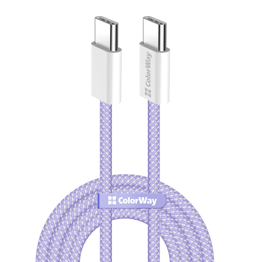 USB-C data- og ladekabel - USB-C ColorWay CW-CBPDCC061, 60W, 1m, Lilla