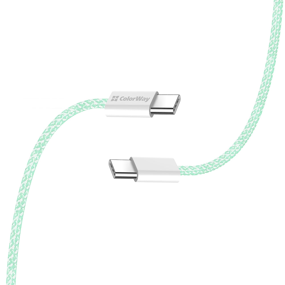 USB-C data- og ladekabel - USB-C ColorWay CW-CBPDCC061, 60W, 1m, Grønn