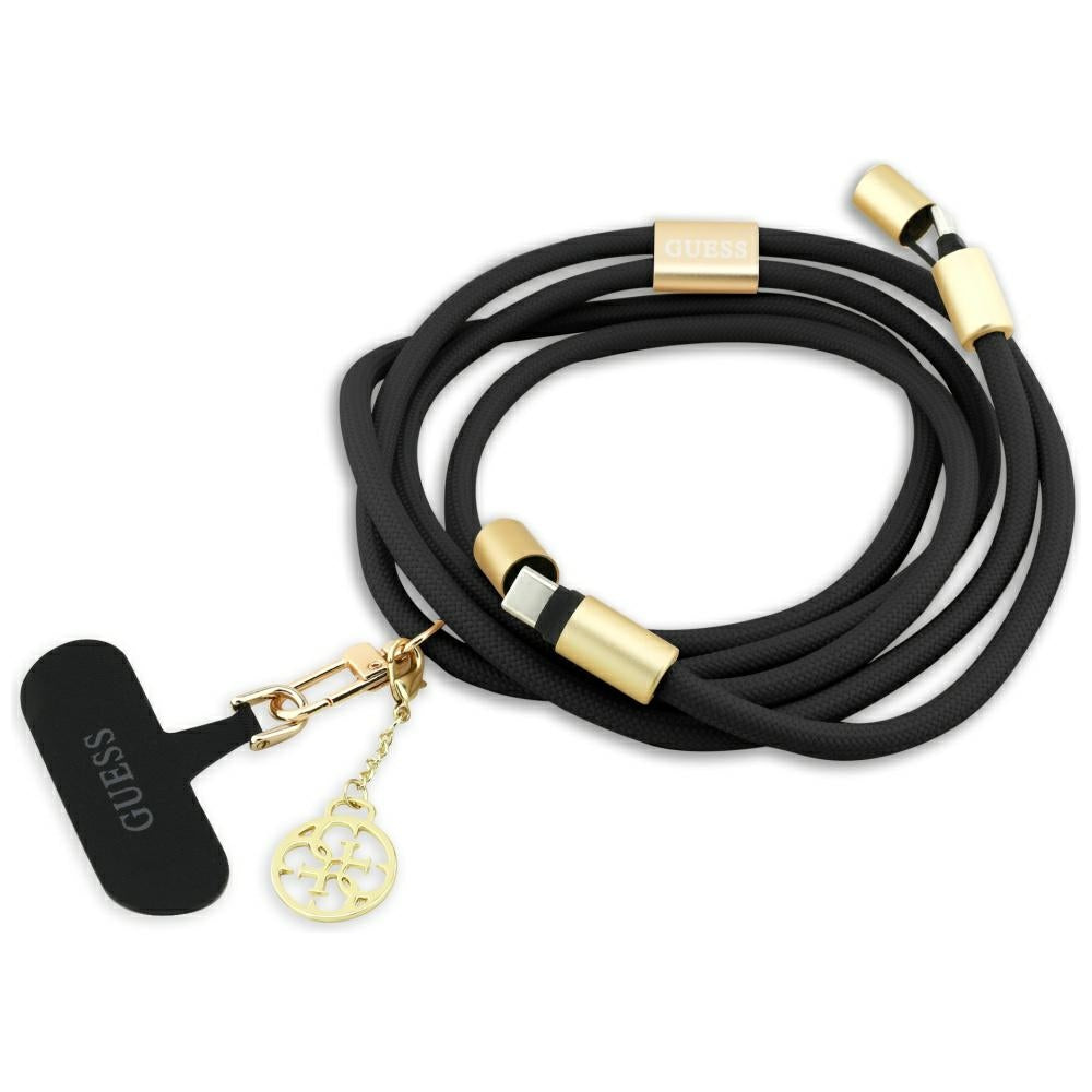 USB-C til USB-C data- og ladekabel Guess CBDY 4G Charm, 100W, 1.5m, Svart