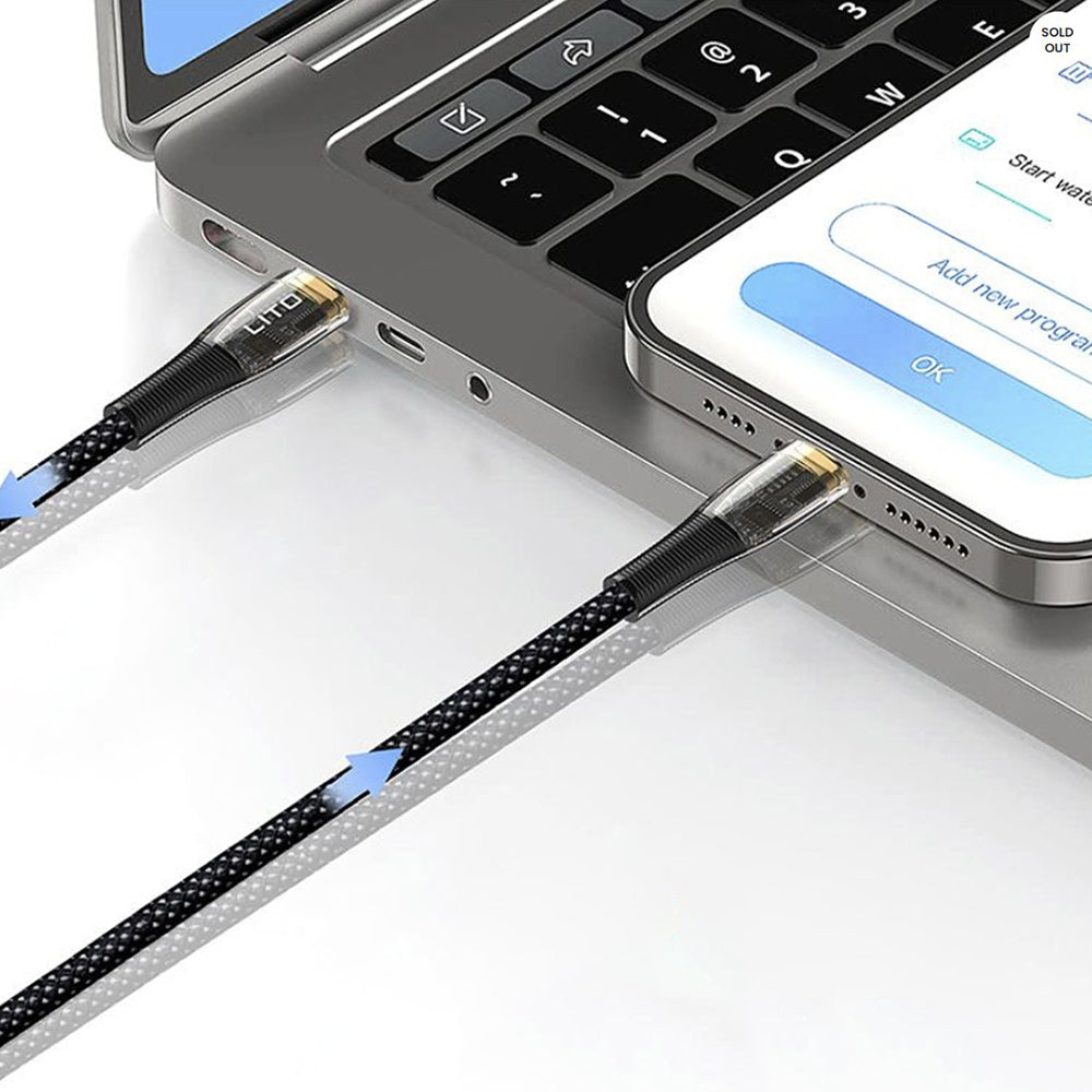 USB-C data- og ladekabel - USB-C Lito LD01, 60W, 1.2m, Svart