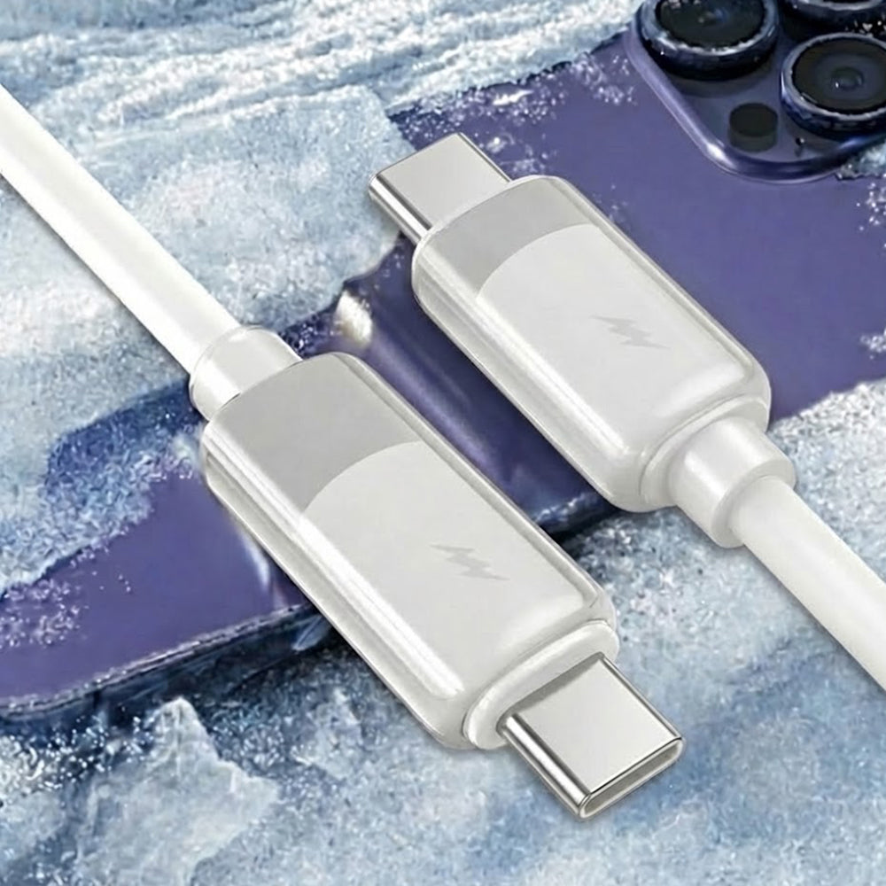 Data- og ladekabel USB-C - USB-C Lito LD07, 60W, 1m, Hvit