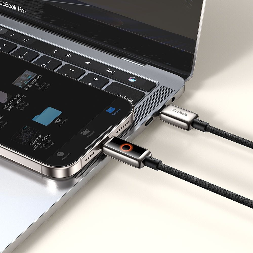 USB-C data- og ladekabel - USB-C McDodo CA-6680 Auto Power Off, 100W, 1.2m, Svart