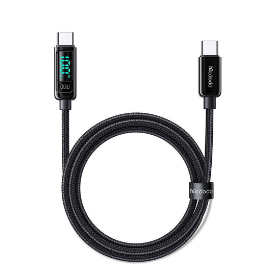 Data- og ladekabel USB-C - USB-C McDodo CA-8820 Display, 100W, 1.2m, Svart