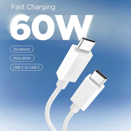 USB-C Data- og ladekabel - USB-C Spigen EB6015CC, 60W, 1,5m, hvit ACA10416