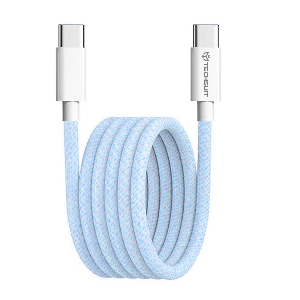USB-C data- og ladekabel - USB-C Techsuit PCB114D, 60W, 1m, Blå