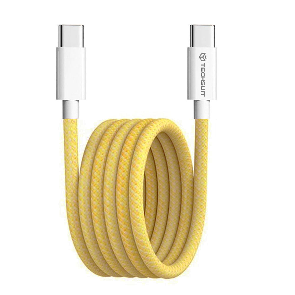USB-C data- og ladekabel - USB-C Techsuit PCB114D, 60W, 1m, Gul