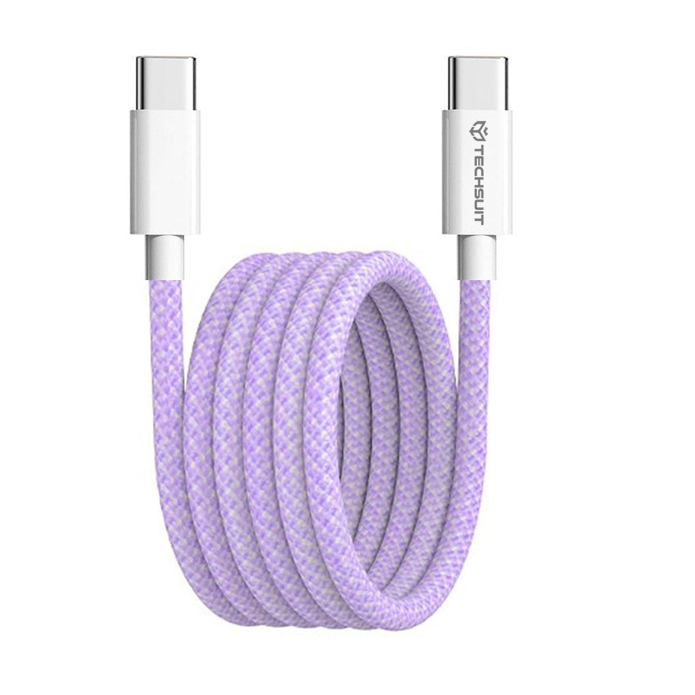 USB-C data- og ladekabel - USB-C Techsuit PCB114D, 60W, 1m, Lilla