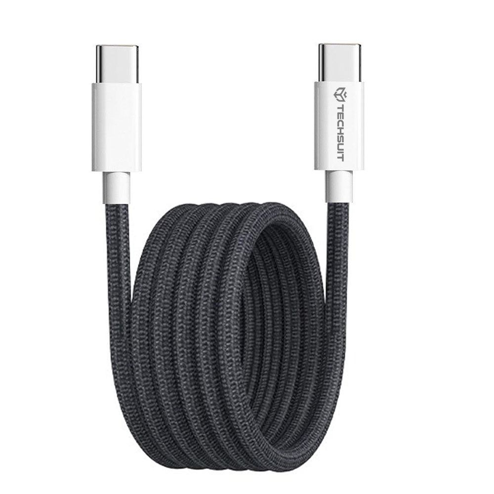 USB-C data- og ladekabel - USB-C Techsuit PCB114D, 60W, 1m, Svart