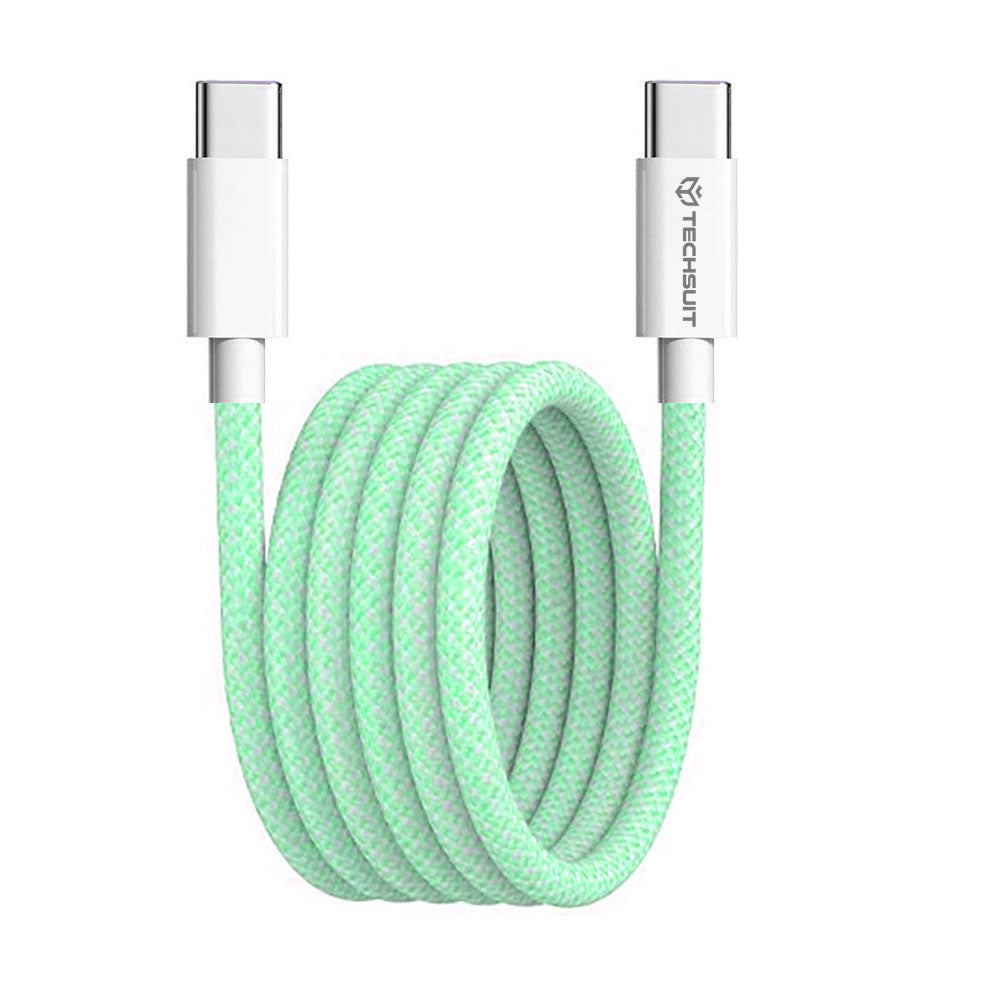 USB-C data- og ladekabel - USB-C Techsuit PCB114D, 60W, 1m, Grønn