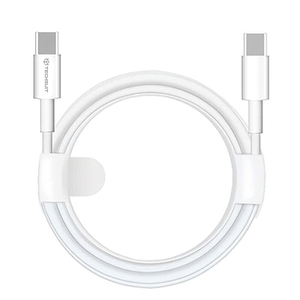 USB-C data- og ladekabel - USB-C Techsuit PCB130, 60W, 1m, Hvit