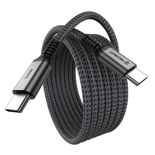 USB-C Data- og ladekabel - USB-C Techsuit TitanSync Pro CX2, 240W, 2m, Grå