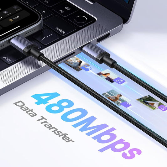 USB-C data- og ladekabel - USB-C UGREEN L532, 240W, 0.5m, Grå