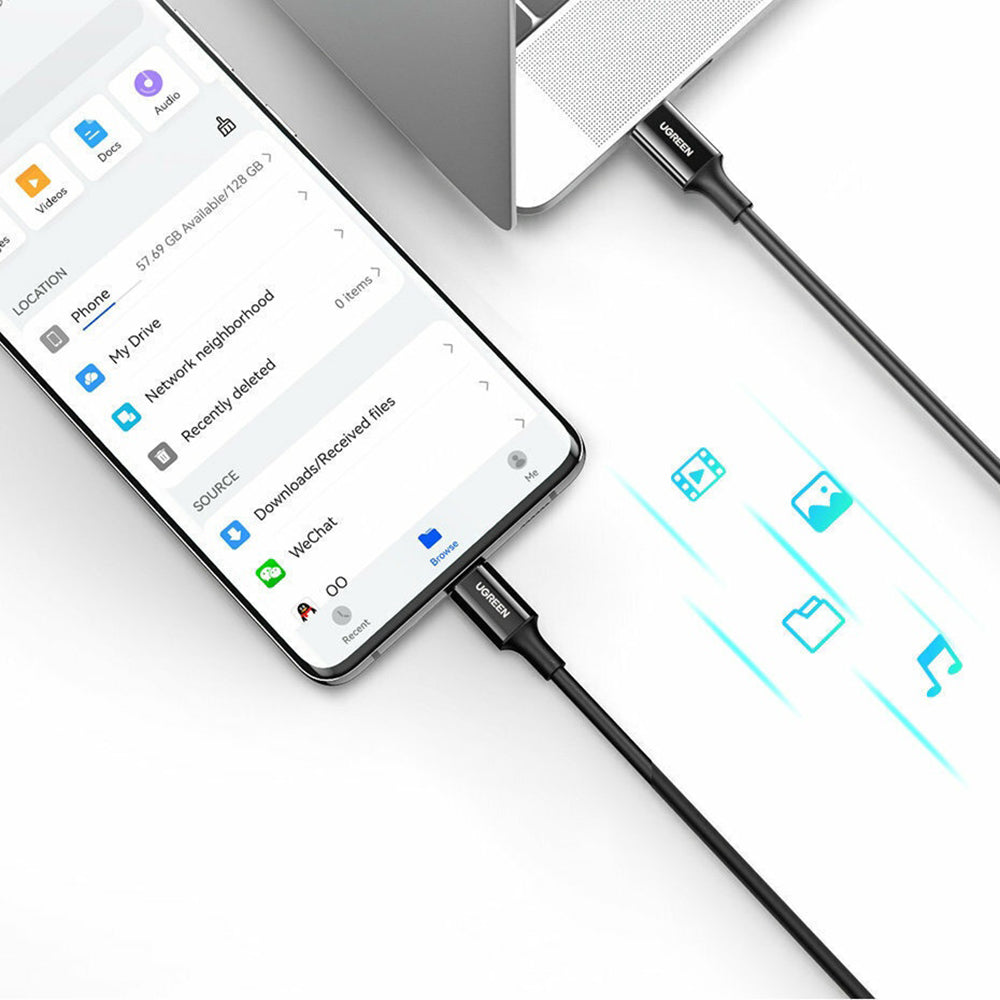 USB-C Data og Ladekabel - USB-C UGREEN US300 (80371), 100W, 1m, Svart