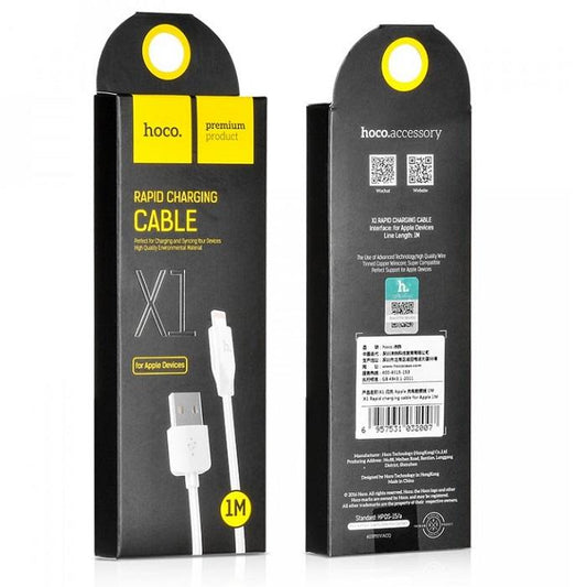 USB-A til Lightning data- og ladekabel HOCO Rapid X1, 18 W, 1 m, hvit