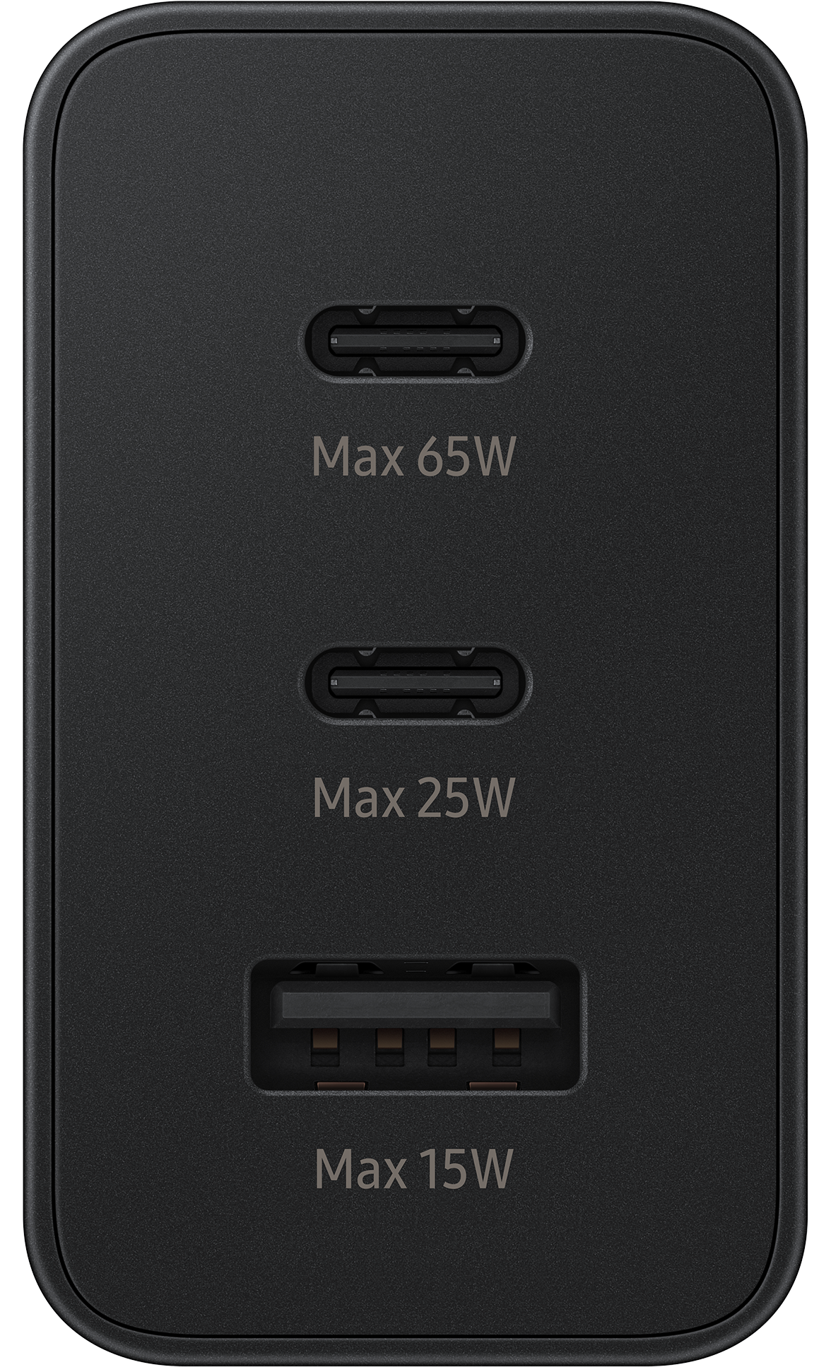 Samsung Trio nettverkslader, 65W, 3,5A, 1 x USB-A - 2 x USB-C, svart EP-T6530NBEGEU