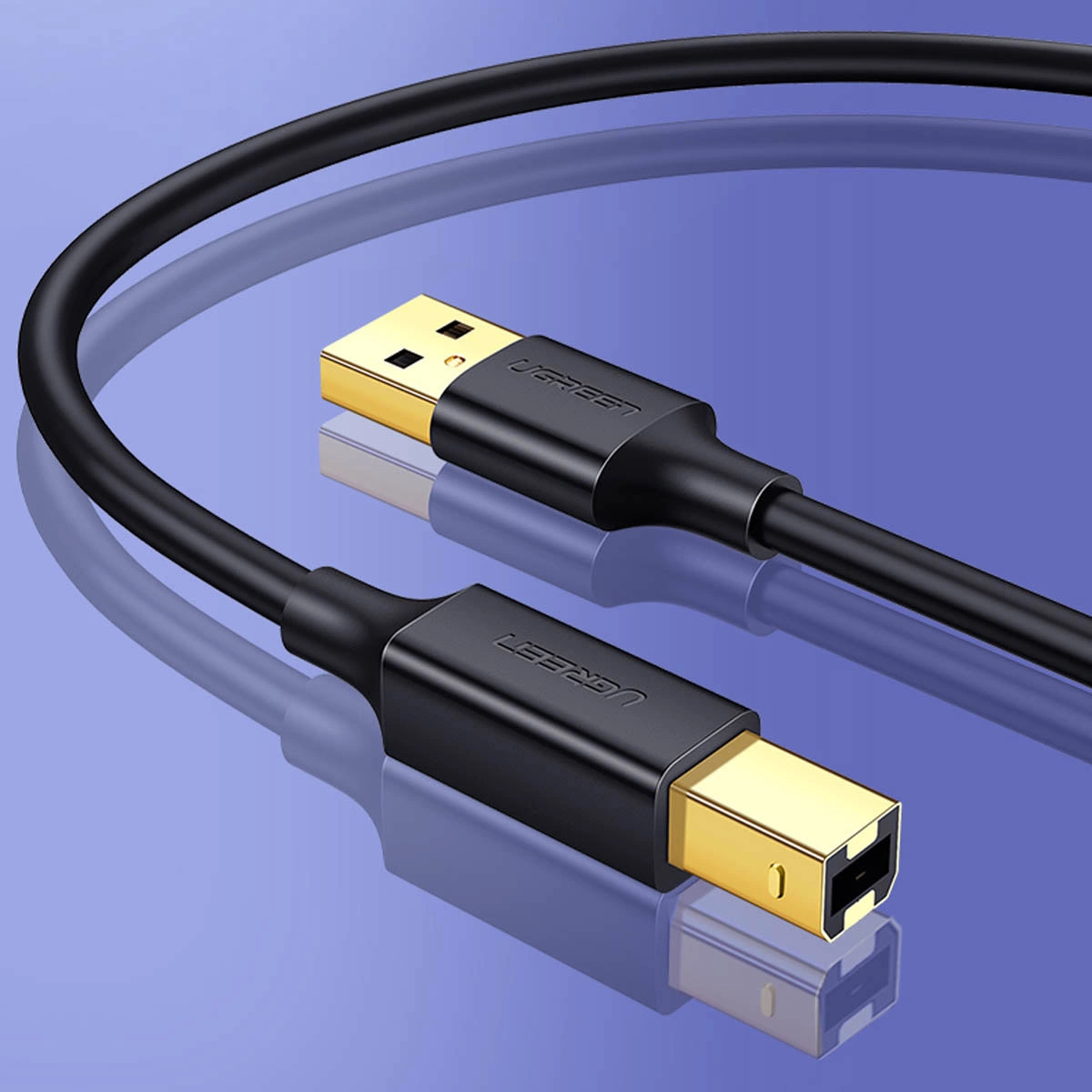 UGREEN US135 Skriverkabel, USB-A - USB-B, 5m, Svart