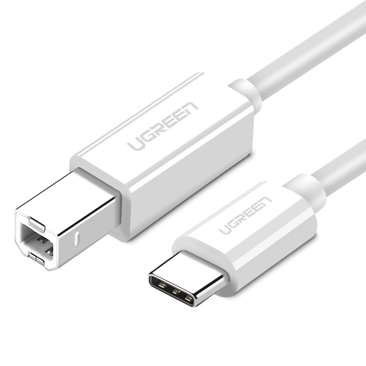UGREEN US241 skriverkabel, USB-C - USB-B, 1.5m, Hvit