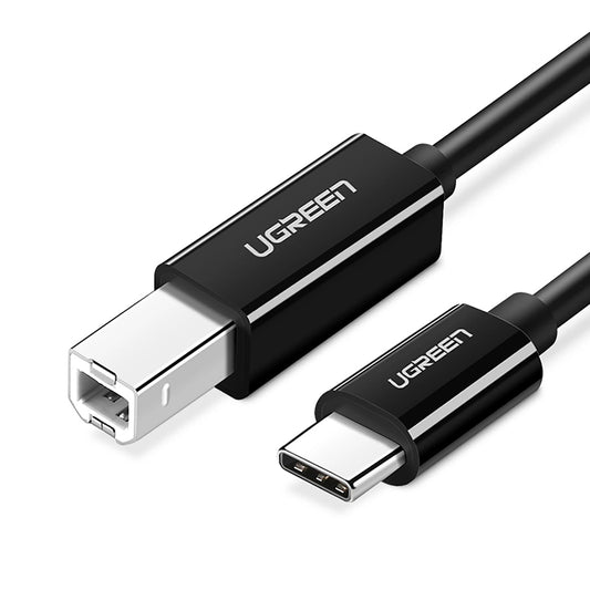 Skriverkabel UGREEN US370, USB-C - USB-B, 1 m, svart