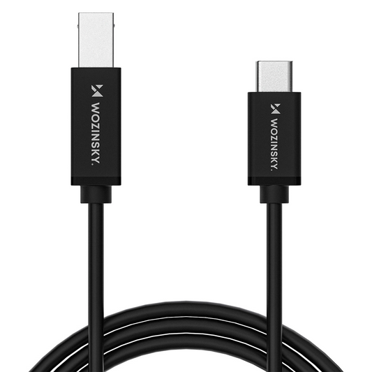 Skriverkabel WZK WKDDY1S, USB-C - USB-B, 1m, Svart