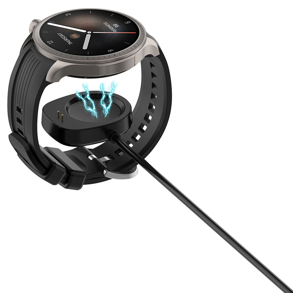 Techsuit THA4 ladekabel for Amazfit T-Rex 3 / Balance, USB-A, Svart