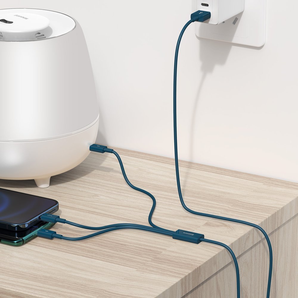 USB-A - Lightning / microUSB / USB-C Baseus Superior 3in1 Series ladekabel, 20W, 1.5m, Blå CAMLTYS-03