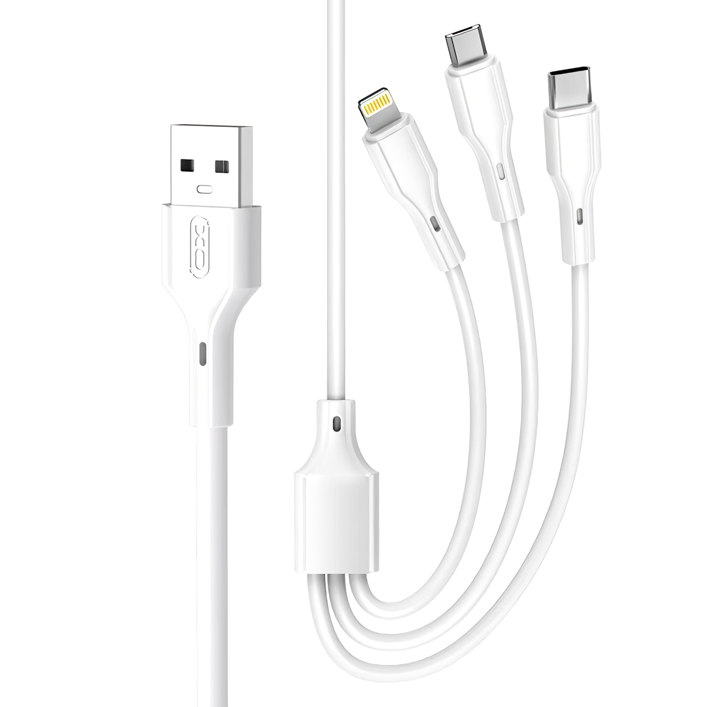 Ladekabel USB-A - Lightning / microUSB / USB-C XO Design NB230 3in1, 20W, 1m, Hvit
