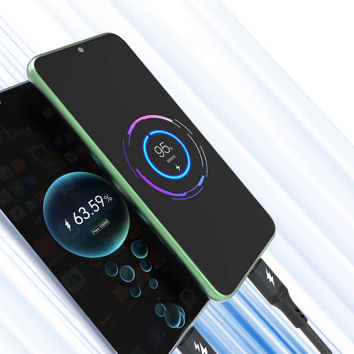USB-A ladekabel - Lightning / microUSB / USB-C Dudao L3E 3in1, 60W, 1,2m, svart