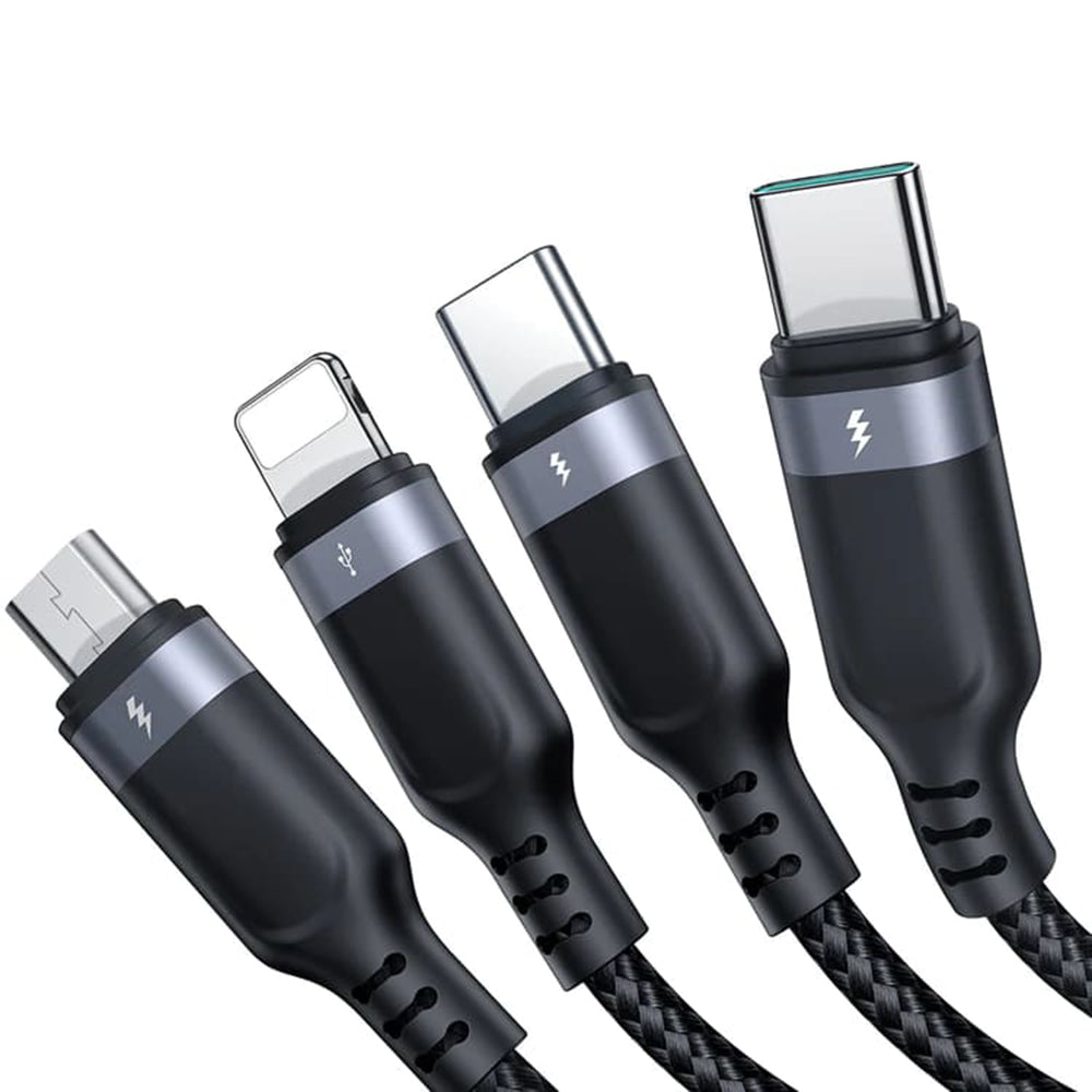 USB-A ladekabel - Lightning / microUSB / 2 x USB-C Joyroom S-A18 4in1, 20W, 1.2m, Svart