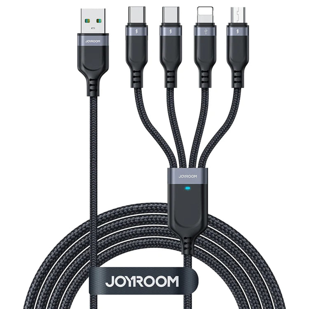 USB-A ladekabel - Lightning / microUSB / 2 x USB-C Joyroom S-A18 4in1, 20W, 1.2m, Svart