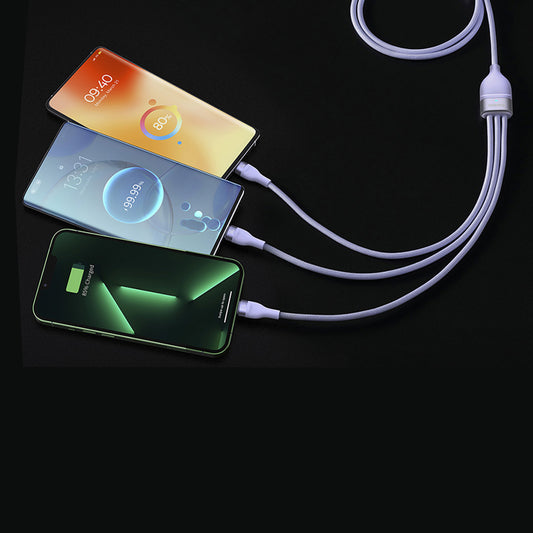 USB-A - Lightning / microUSB / USB-C Baseus Flash Series II 3in1 ladekabel, 66W, 1.2m, Lilla CASS040005