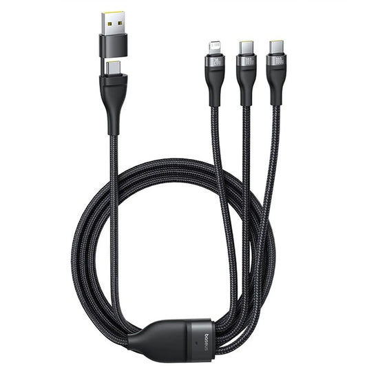 USB-A / USB-C - Lightning / 2 x USB-C Baseus Flash Series III 3in1 ladekabel, 100W, 1.5m, Svart P10377800U01-00