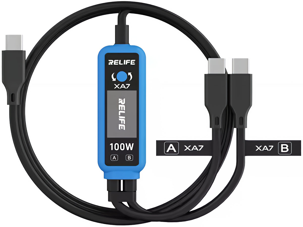 USB-C ladekabel - 2 x USB-C Relife XA7 Display, 100W, 1,33m, svart