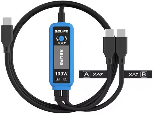 USB-C ladekabel - 2 x USB-C Relife XA7 Display, 100W, 1,33m, svart